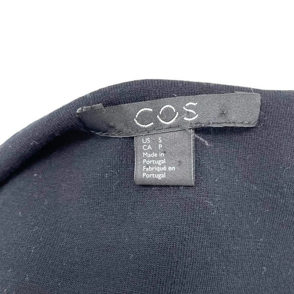 COS Black Tie Front Long Sleeve Paperbag Skirt Dress Size Small - Picture 6 of 7